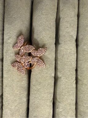 Rose Gold butterfly Ring - Pink Crystal Accent
